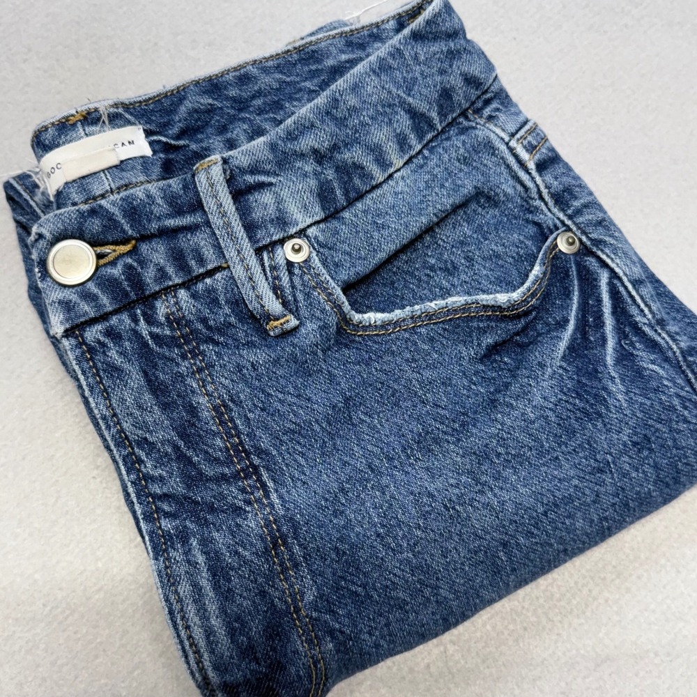 Good American Good Classic Jeans Womens 6/28 Denim Straight High Rise Raw Hem